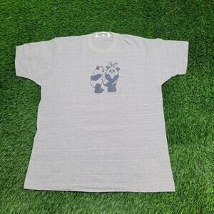 Vintage 80s Cute Panda Shirt Womens XL 22x28 Gray
